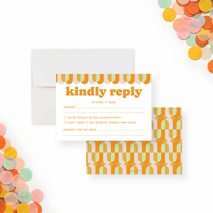 Retro Graduation Party Invitation Colorful Geometric