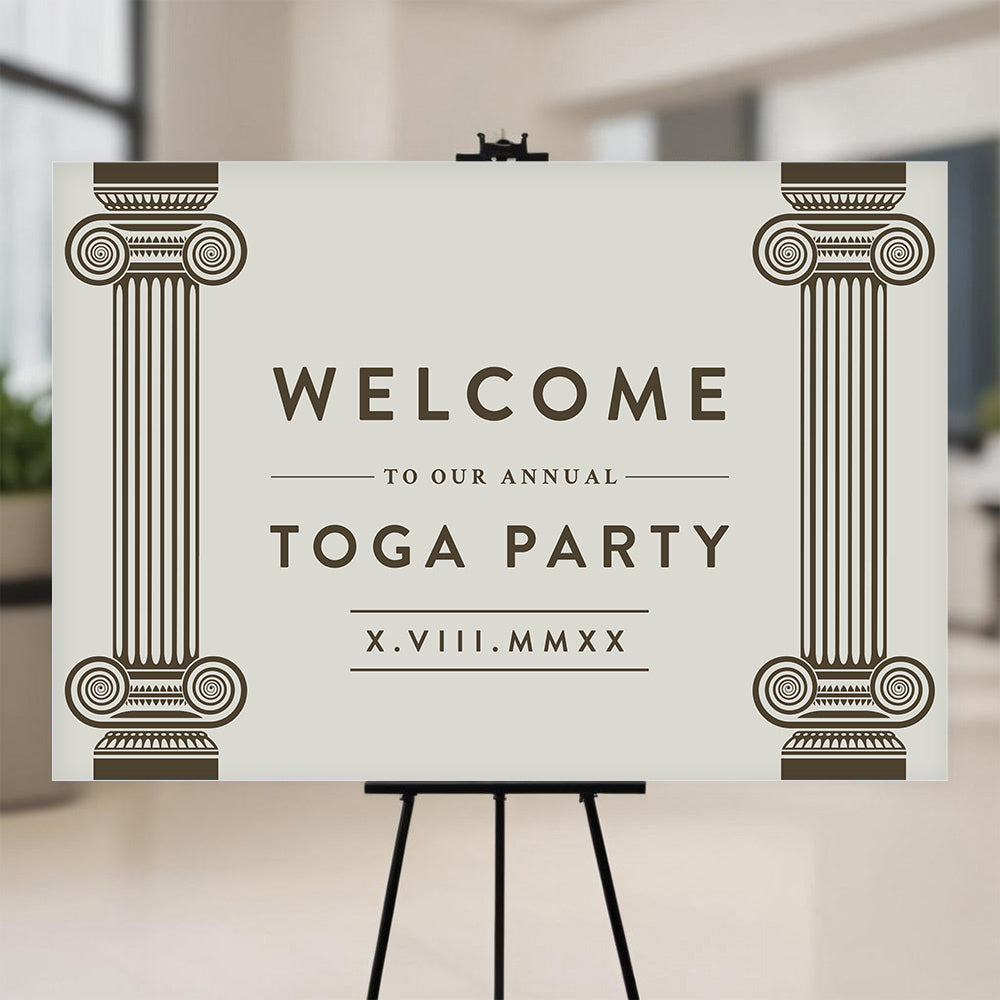 Toga Party Welcome Sign Roman Column Theme