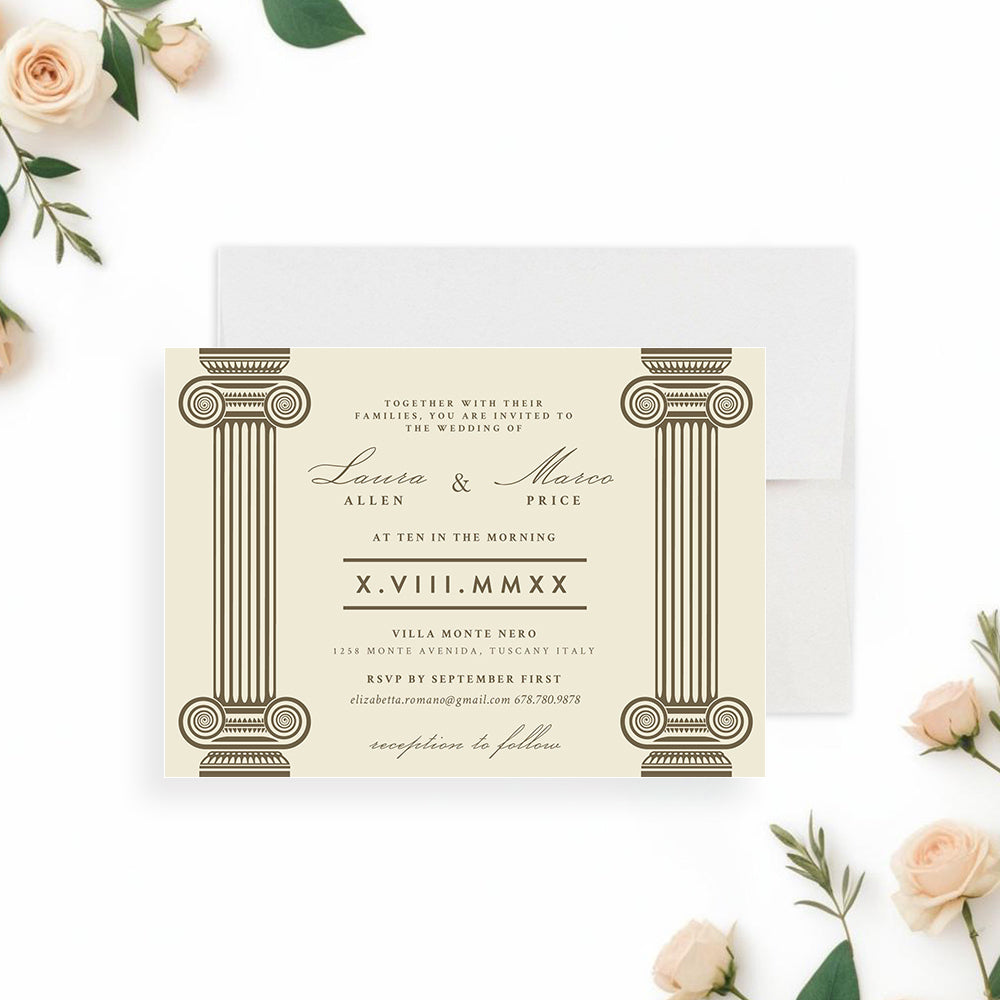 Roman Wedding Invitation with Classic Columns