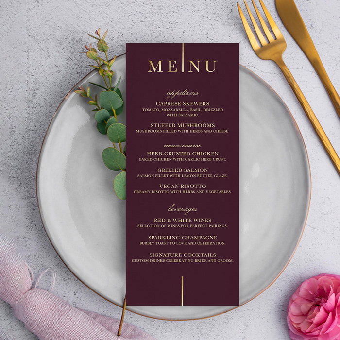 Romantic Burgundy Gold Wedding Invitation Love Design