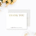 Personalized romantic thank you card with elegant typography, a newlywed gift after the wedding celebration-front