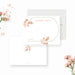 Personalized floral thank you card featuring blush and coral flowers, botanical frame, custom name, and message, ideal for weddings and events.-front-back