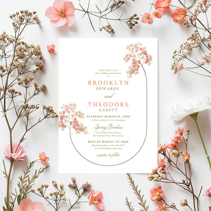 Romantic spring wedding invitation with delicate floral design