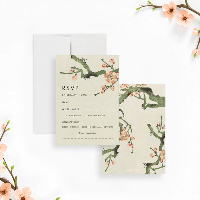 Personalized Cherry Blossom Wedding Invitation Spring Theme