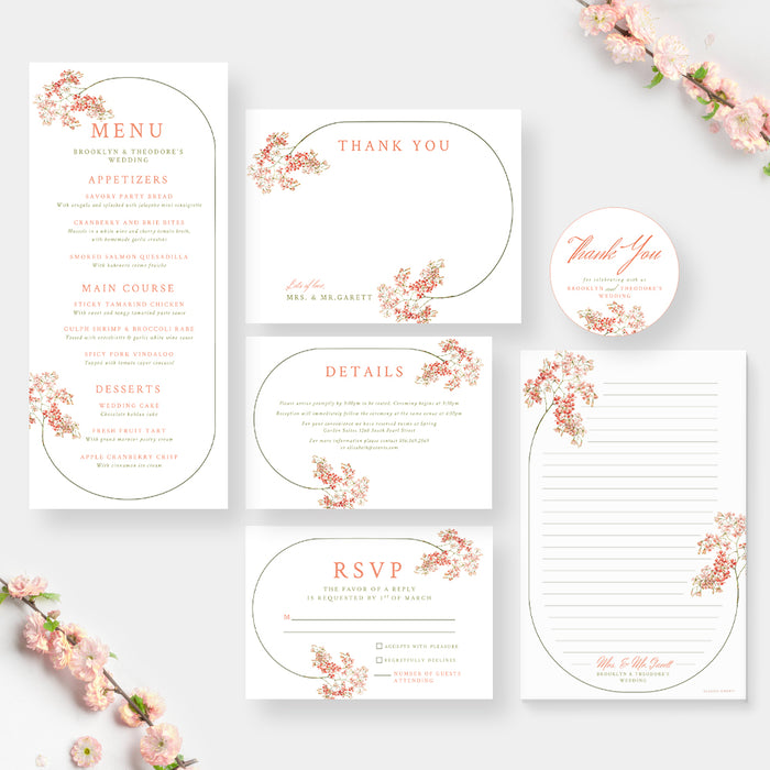 Blush Floral Wedding Invitation Elegant Spring Romance