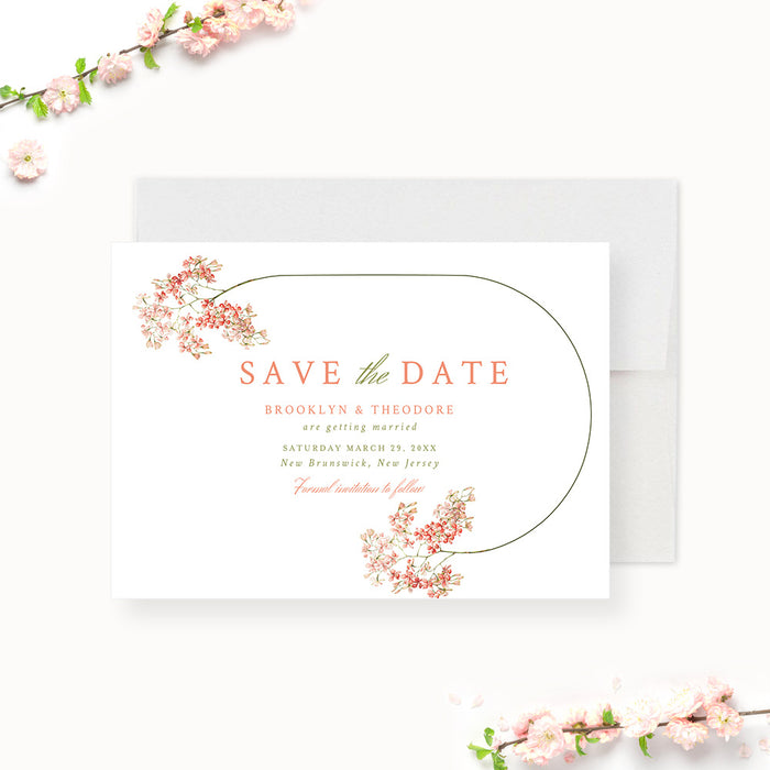 Blush Floral Wedding Invitation Elegant Spring Romance