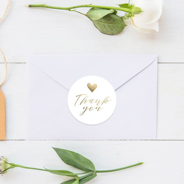 Romantic Wedding Invitation with Love Heart Design, Elegant and Simple Wedding Invites with Cute Gold Heart