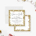 40th wedding anniversary save the date card with red ruby accents, gold faux glitter border, and elegant script for a surprise anniversary dinner-front-back