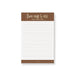 Bride to be notepad with rustic brown design and “from miss to mrs” text for wedding planning and notes