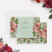 sage green birthday save the date card with vintage pink flowers, white daisies, botanical border, and elegant script lettering-front-back