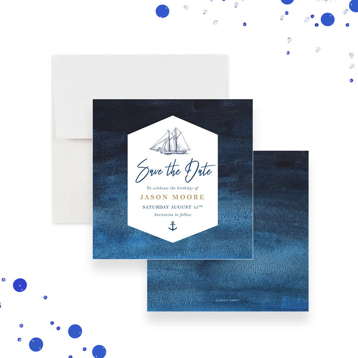 Yacht Birthday Party Invitation Card, Sailing Birthday Invitations for Men, Cruise Sail Away Party, Sail Boat Party