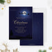 Starry night Christmas invitation digital template with moon and sleigh design