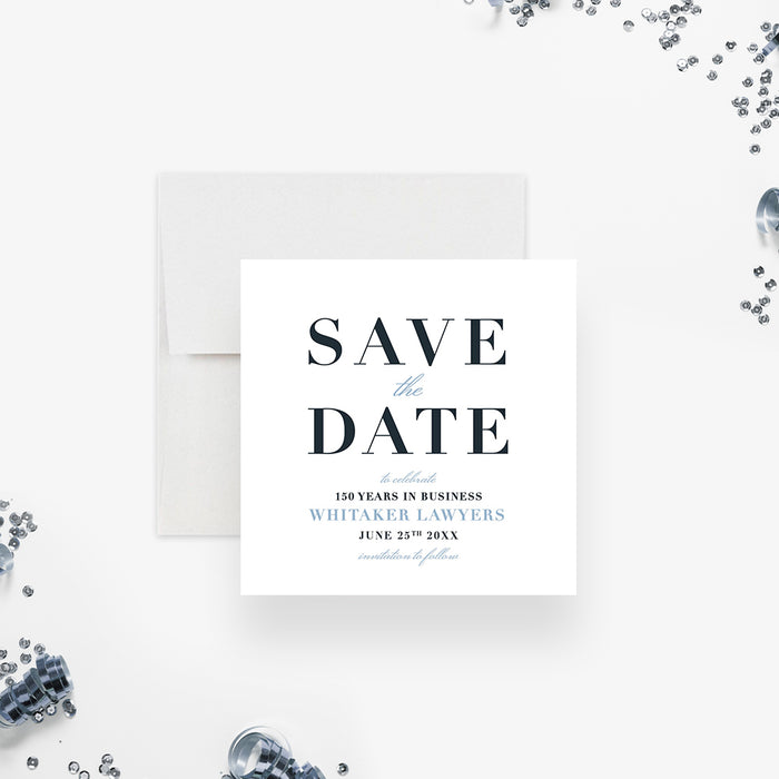 150 Years in Business Save the Date Card, Elegant 150th Company Anniversary Save the Dates, Sesquicentenary Milestone Save the Date