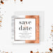 Elegant copper and silver save the date digital template, modern printable invitation card.