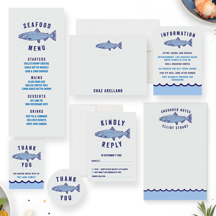 Seafood Feast Birthday Invitation Fish Fry Party Coastal Invite