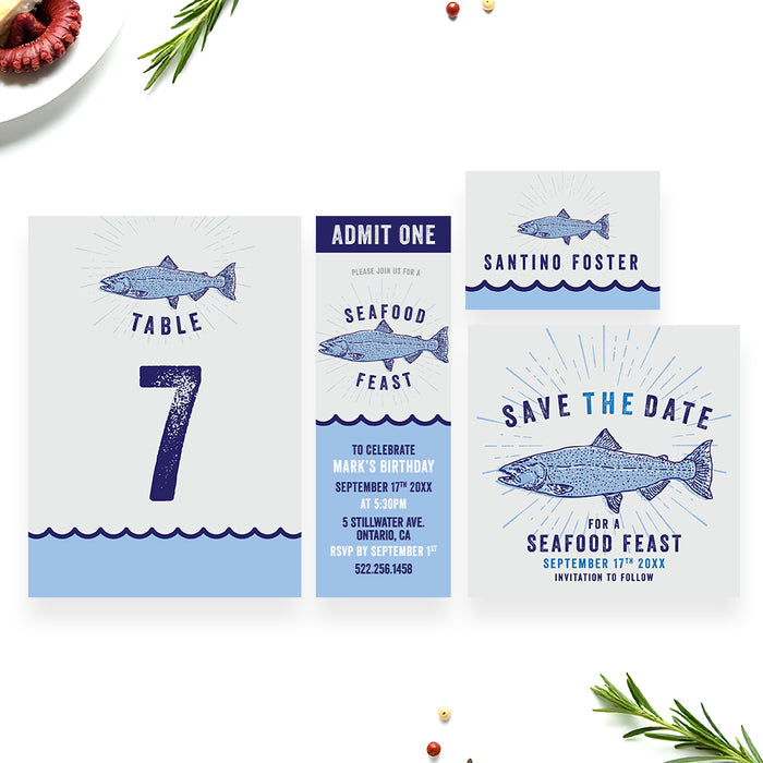 Seafood Feast Birthday Invitation Fish Fry Party Coastal Invite