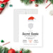 Secret Santa invitation with Santa hat, beard, and candy cane accents — festive holiday gift exchange party invite.-front