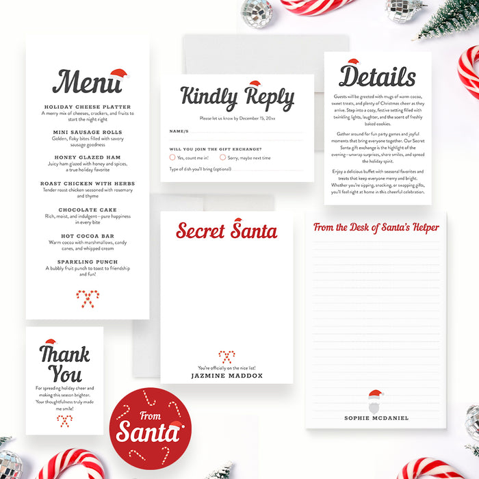 Secret Santa Invitation Christmas Gift Exchange Party Card