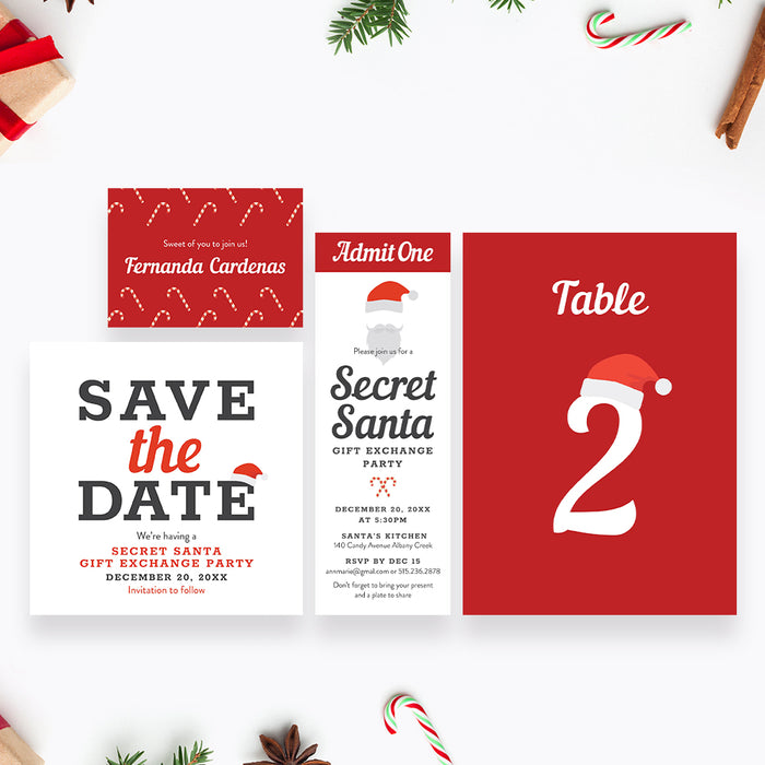 Secret Santa Invitation Christmas Gift Exchange Party Card