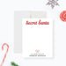 Secret Santa note card featuring a Santa hat and candy cane design, personalized Christmas stationery gift for the holiday season.-front