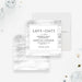 corporate annual dinner save the date card with black and white layout, textured gray border, and company event details-front-back