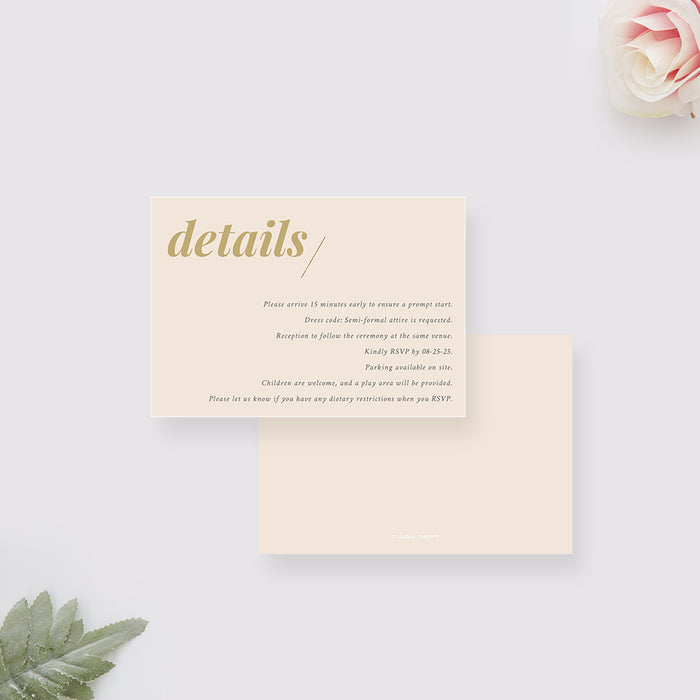 Contemporary Chic Wedding Invitation Card in Soft Neutral Colors, Beige Invitations for Wedding Celebration with Elegant Numerals