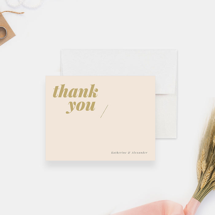 Contemporary Chic Wedding Note Card in Soft Neutral Colors, Personalized Minimalist Wedding Thank You Card