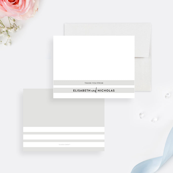 Simple Classic Wedding Invitation Card with Stripes, Formal Wedding Invitations, Minimalist Wedding Invites