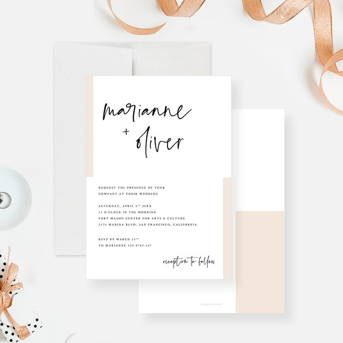 Urban Elegance Wedding Invitation for Modern Couples, Chic Modern Calligraphy Wedding Invitation