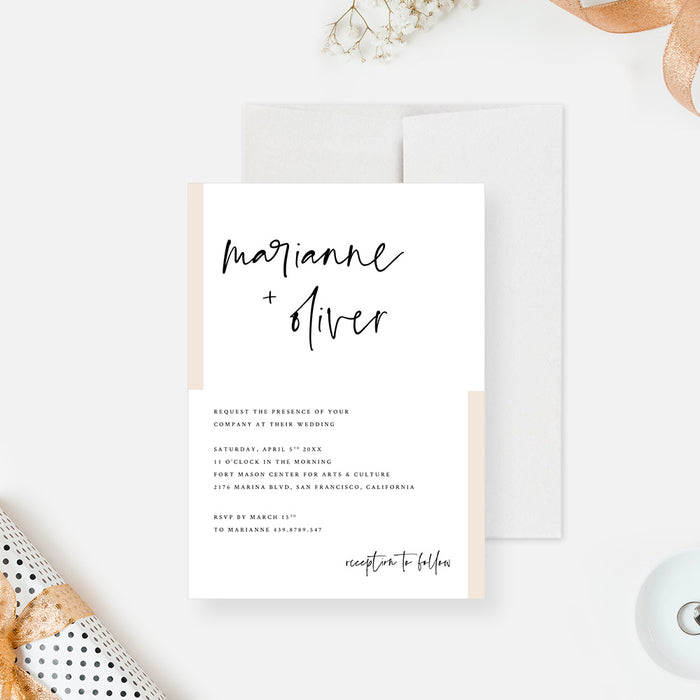 Urban Elegance Wedding Invitation for Modern Couples, Chic Modern Calligraphy Wedding Invitation