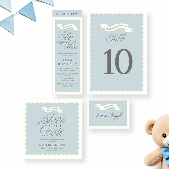 Sip and See Invitation Personalized Meet the Baby Card