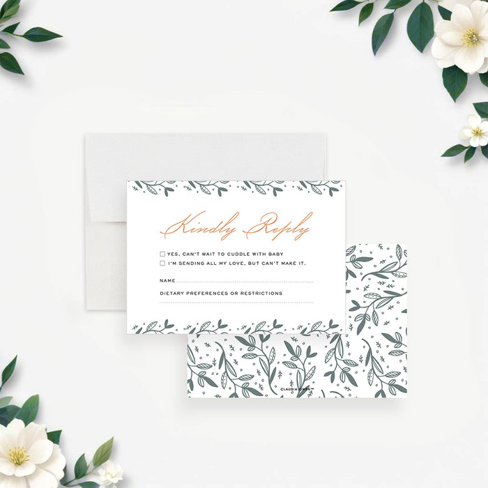 Sip And See Invitation Greenery Botanical Baby Card