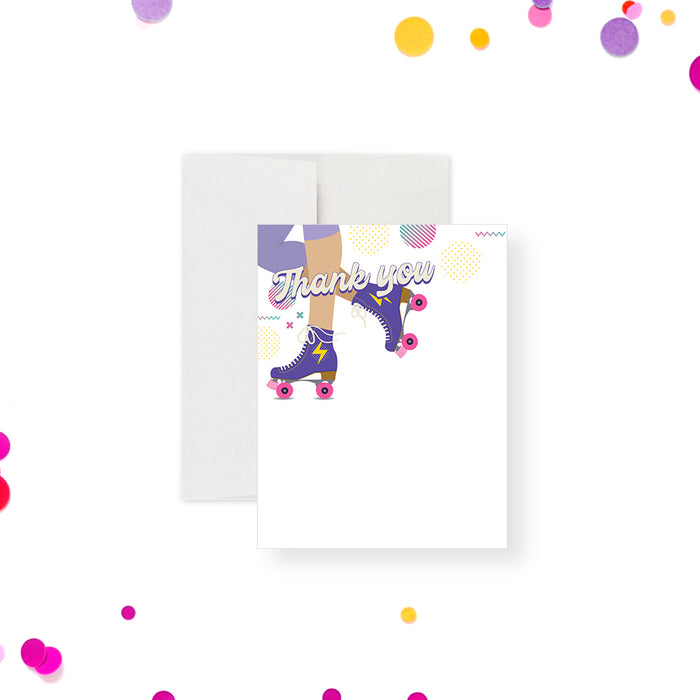 Roller Skater Note Card, Skate Birthday Thank You Card, Personalized Roller Skating Themed Gifts, Fun Stationery Card with Roller Skating Girl