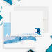 Custom snowboarding stationery set for boys featuring winter mountain scene and snowboard illustration