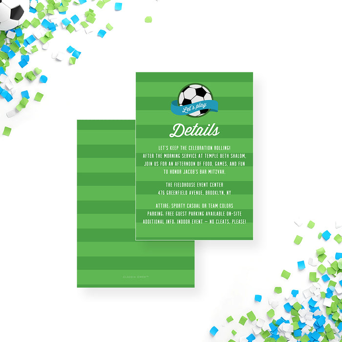 Soccer Bar Mitzvah Invitation Green Sports Party Invite