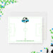 Soccer Bar Mitzvah thank you card with field layout and personalized name-front
