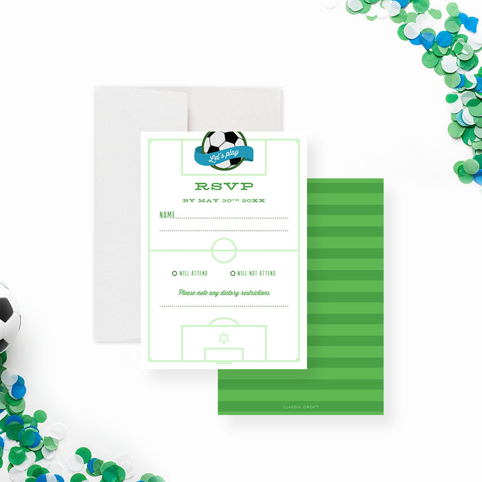 Soccer Bar Mitzvah Invitation Green Sports Party Invite