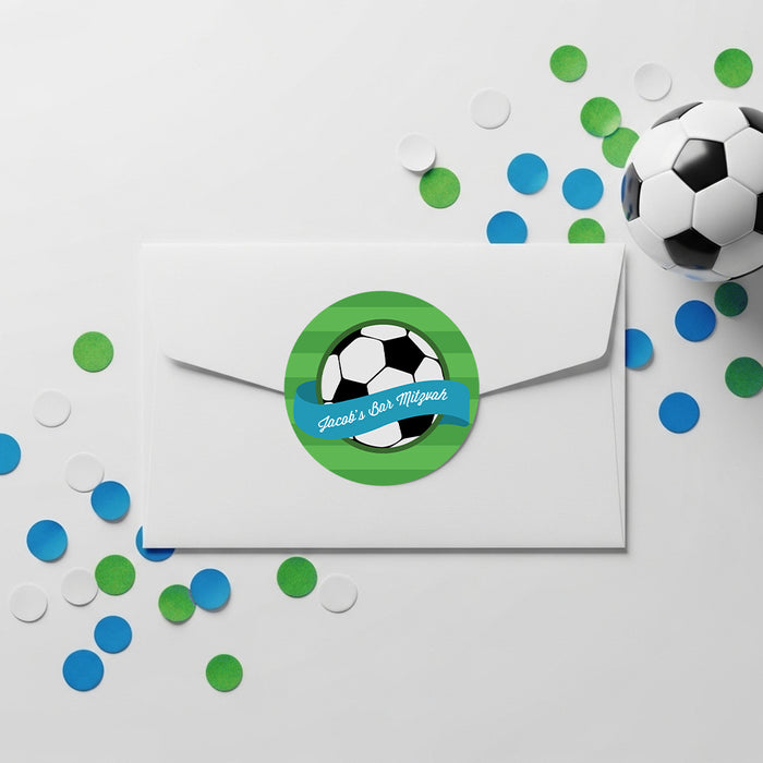 Soccer Bar Mitzvah Invitation Green Sports Party Invite