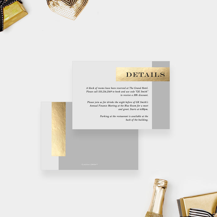 Elegant Gray and Gold Invitation Card for Business Annual Finance Meeting, Company Anniversary Invites, Employee Appreciation Dinner, Corporate Event Invite Cards