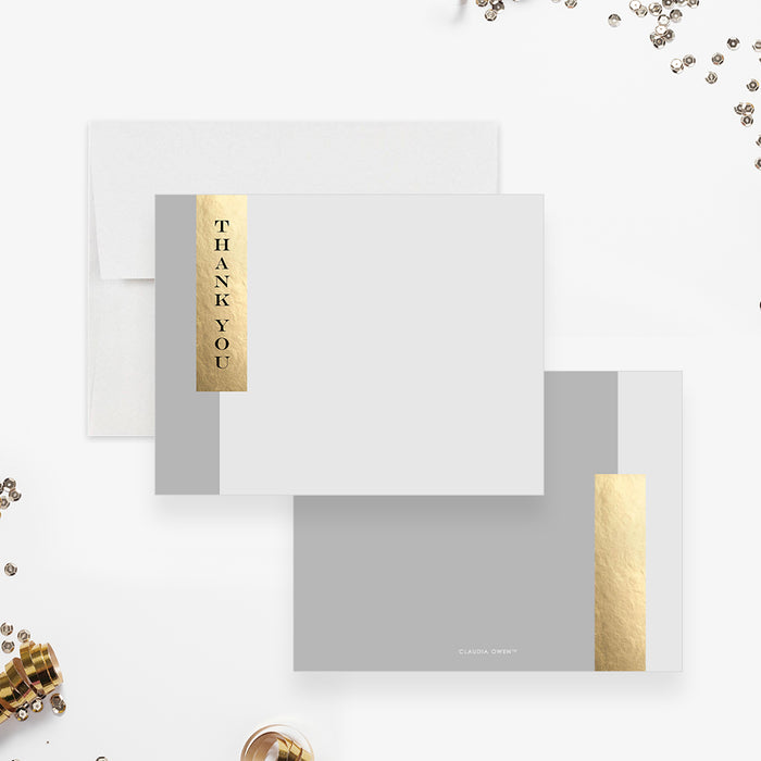 Elegant Gray and Gold Note Card, Annual Business Thank You Card, Formal Stationery Card, Personalized Elegant Gifts, Professionals Correspondence Cards