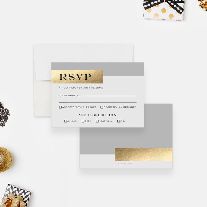 Elegant Gray and Gold Invitation Card for Business Annual Finance Meeting, Company Anniversary Invites, Employee Appreciation Dinner, Corporate Event Invite Cards