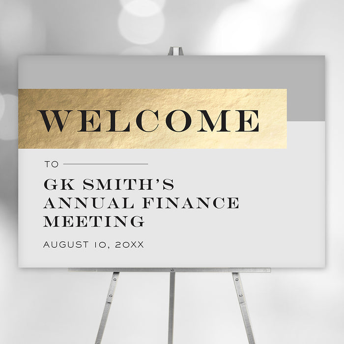 Elegant Gray and Gold Invitation Card for Business Annual Finance Meeting, Company Anniversary Invites, Employee Appreciation Dinner, Corporate Event Invite Cards