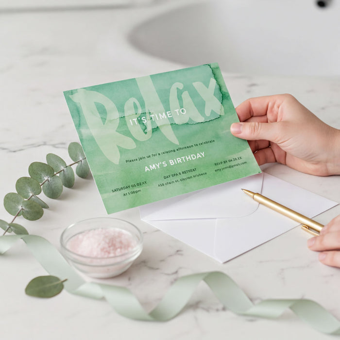 Spa Birthday Invitation Template Relax Pamper Party Invite