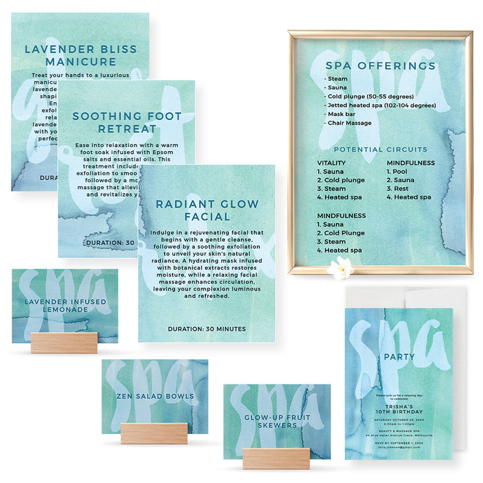 Spa Party Printable Signs for Girls' Birthday