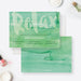 Spa birthday invitation template with green watercolor background and “relax” lettering, designed for pamper party and spa day celebrations.