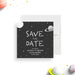 Outer space birthday save the date card featuring planets, stars, and a dark galaxy background-front