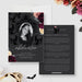 Gothic obituary style birthday invitation with skull pattern, floral accents, and photo frame for a Death to My Youth themed 30th birthday.