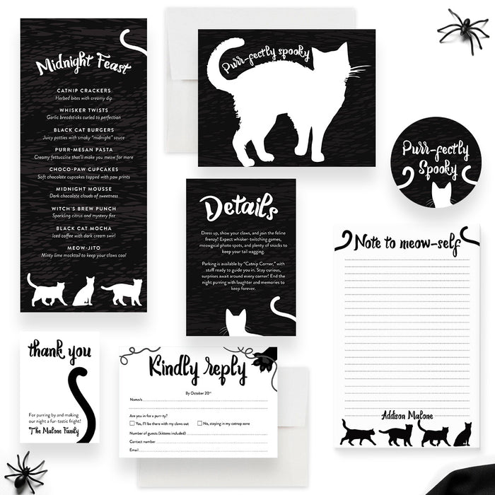 Personalized Spooky Black Cat Halloween Party Invitation