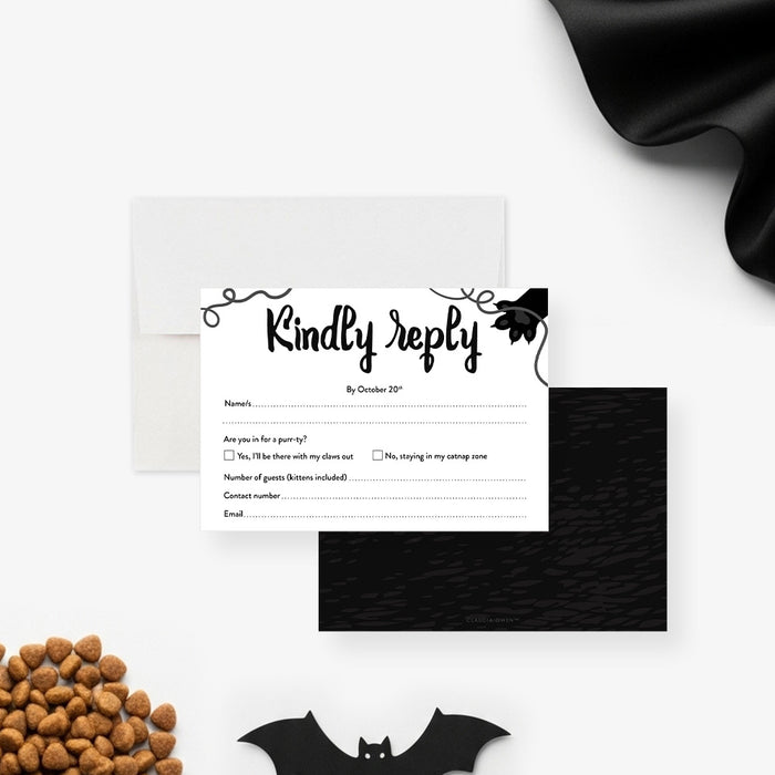 Personalized Spooky Black Cat Halloween Party Invitation