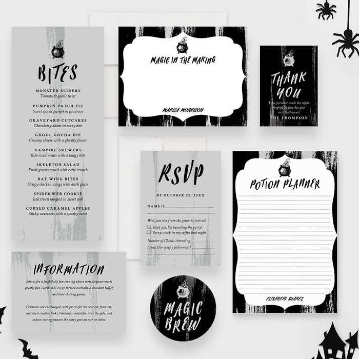 Elegant Black Halloween Party Invitation Spooky Costume Party Invite